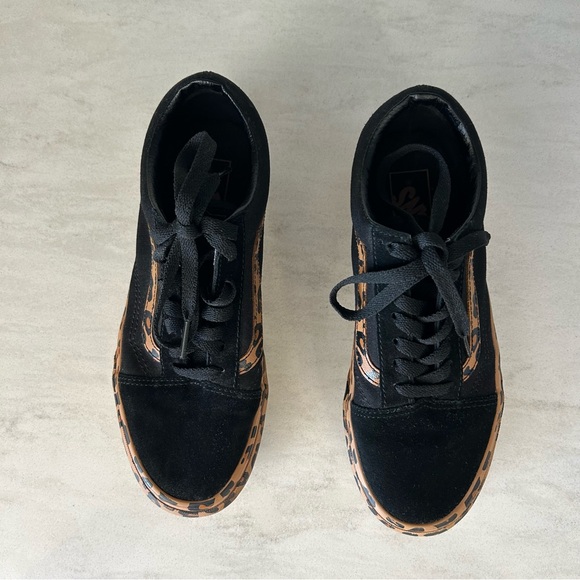 Vans Black and Leopard Print Platform Sneakers - Picture 8 of 8